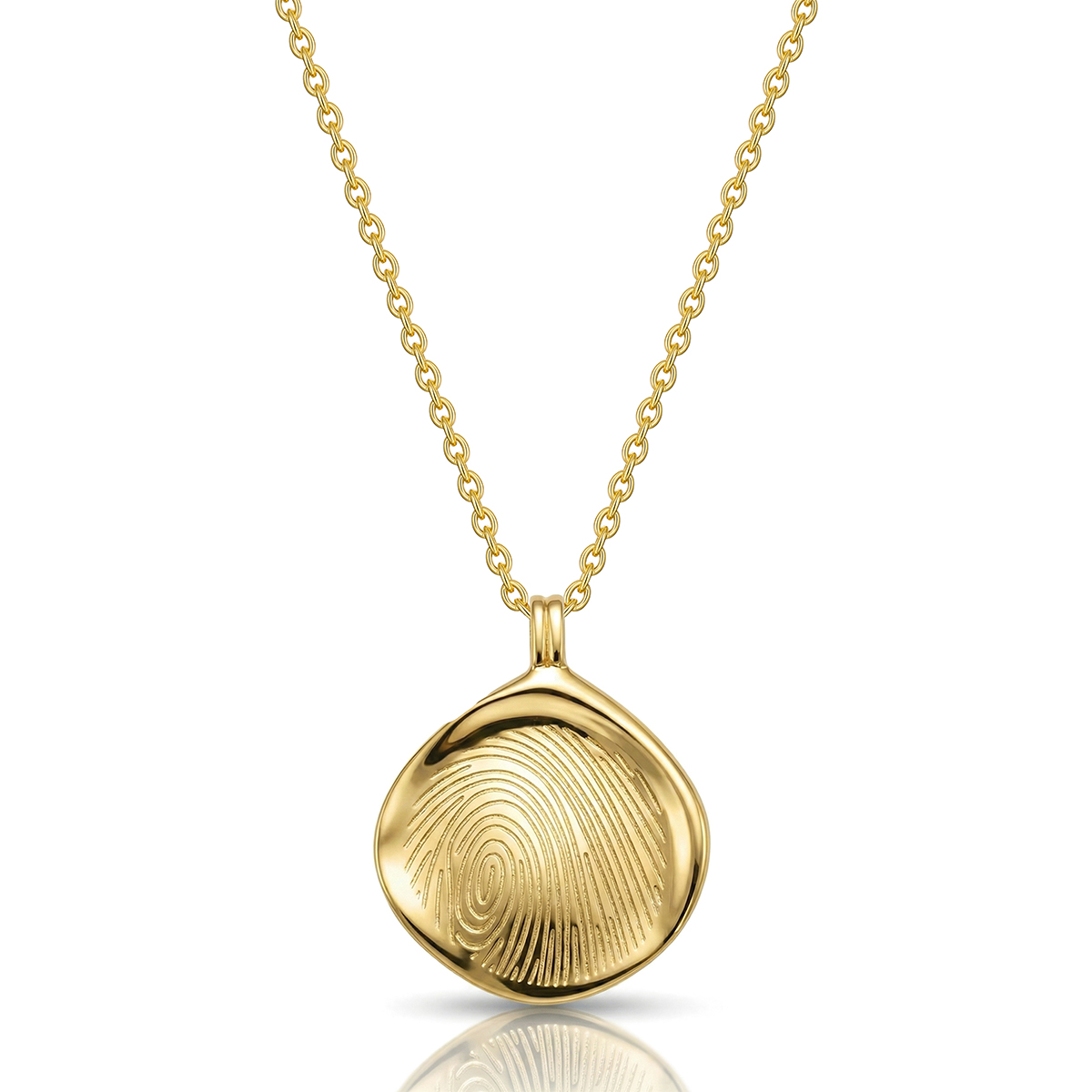 Large Pressed Round Fingerprint Necklace - Gold