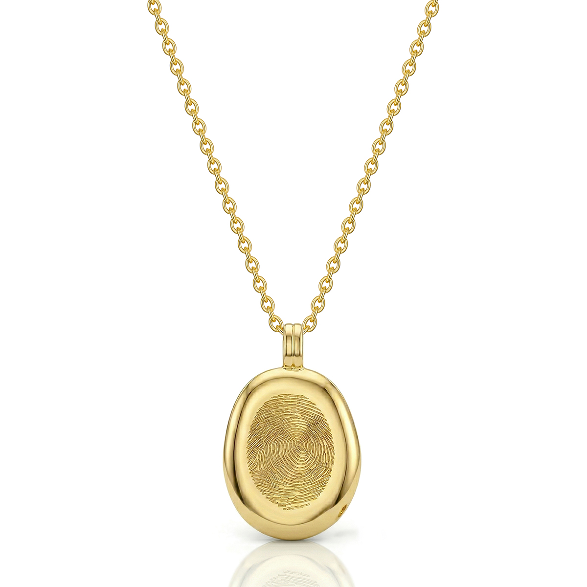 Large Organic Oval Fingerprint Necklace - Gold