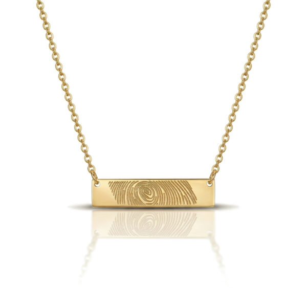 Fingerprint Name Bar Necklace - Gold