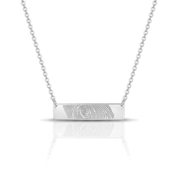 Fingerprint Name Bar Necklace - Silver