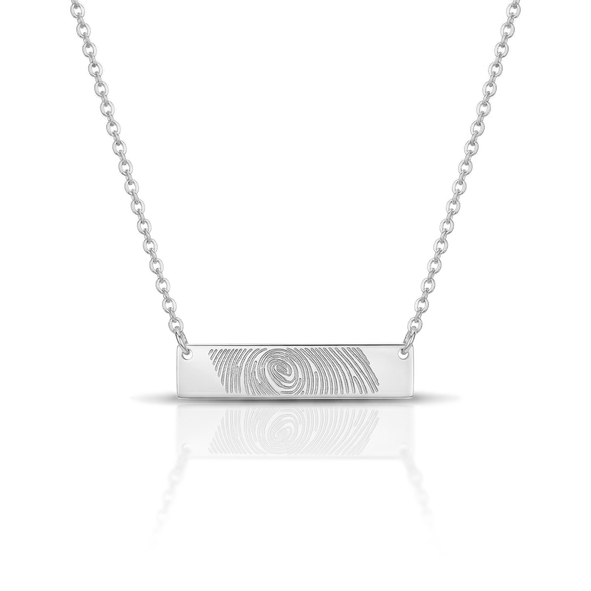 Fingerprint Name Bar Necklace - Silver