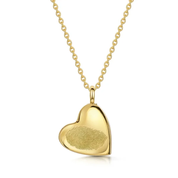 Fingerprint Drop Heart Urn Necklace - Gold