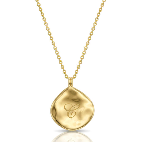 Large Organic Round Initial Necklace - Gold