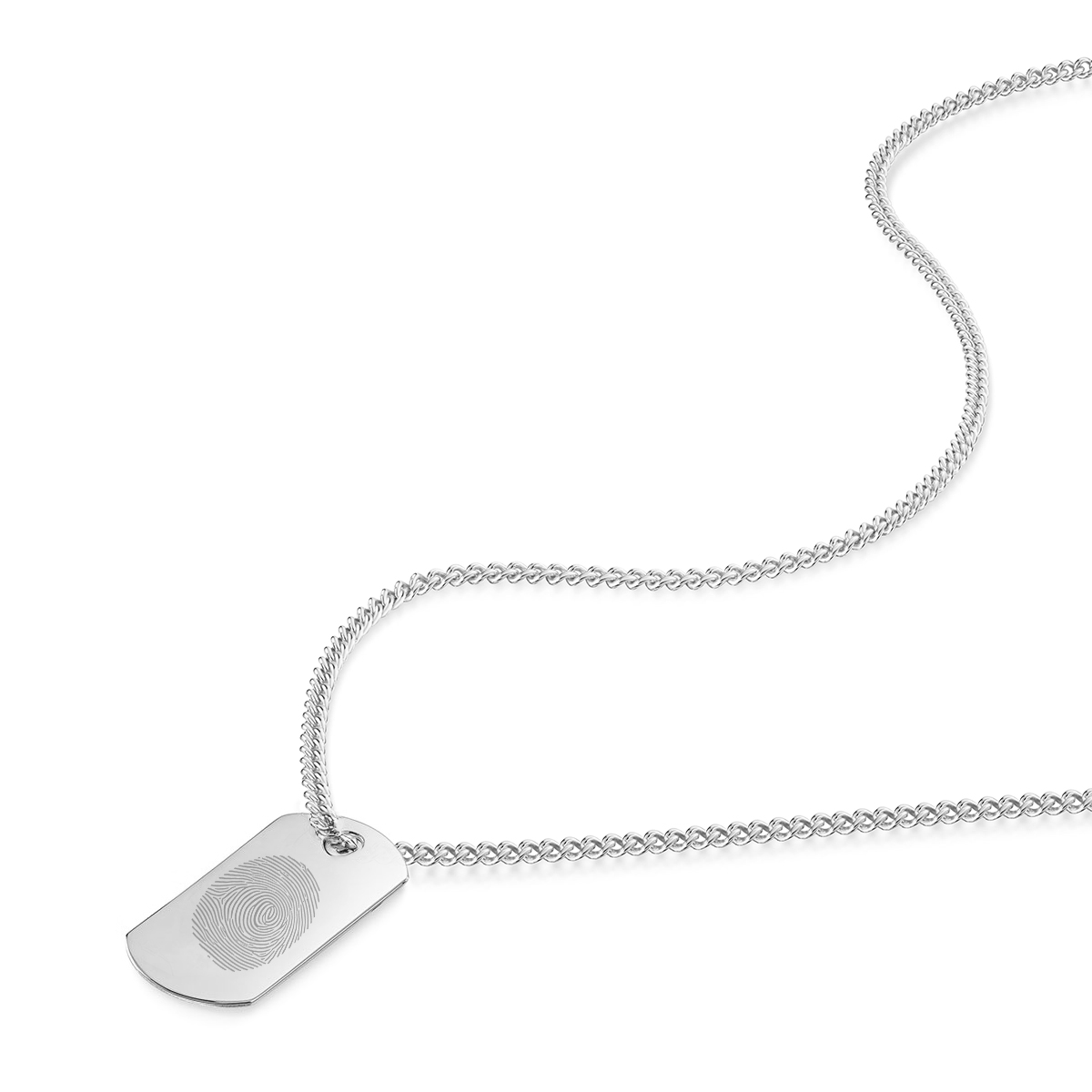 Men's Fingerprint Army Dog Tag Necklace - Silver SP09334A-SS-FINGERPRINT