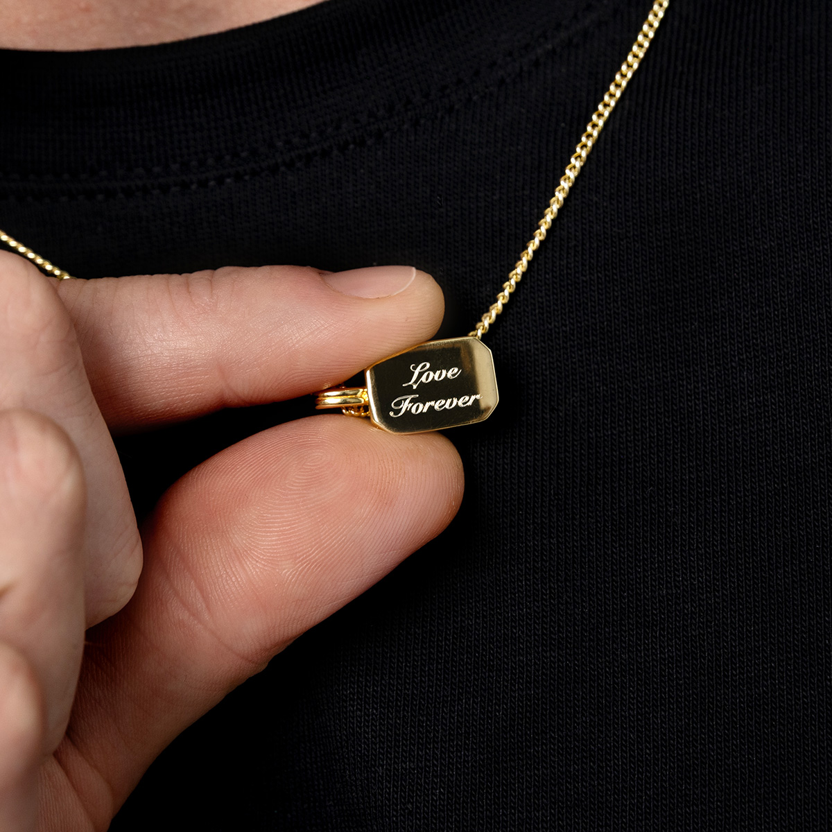 Fingerprint Ingot Tag Men’s Necklace – Gold