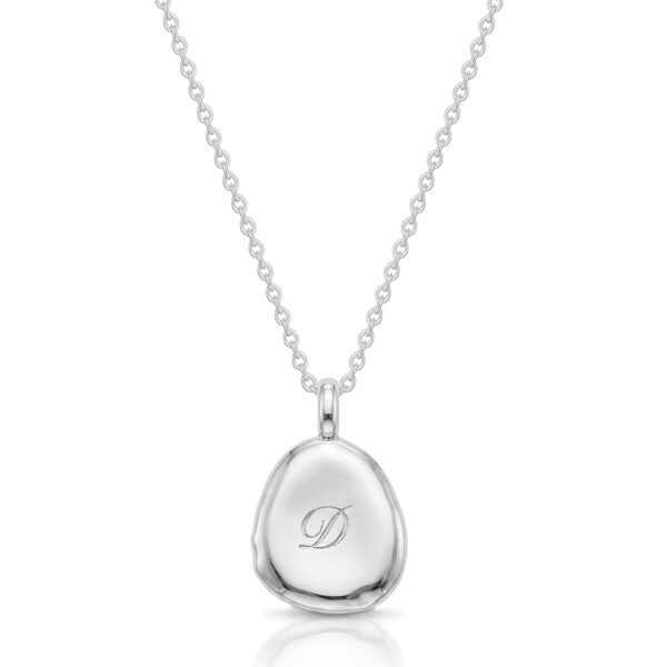 Organic Initial Pebble Necklace - Silver