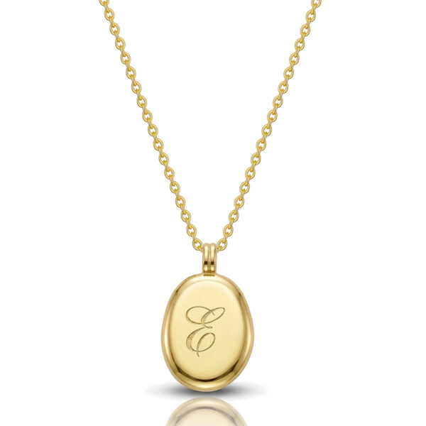 Organic Oval Initial Necklace - Gold