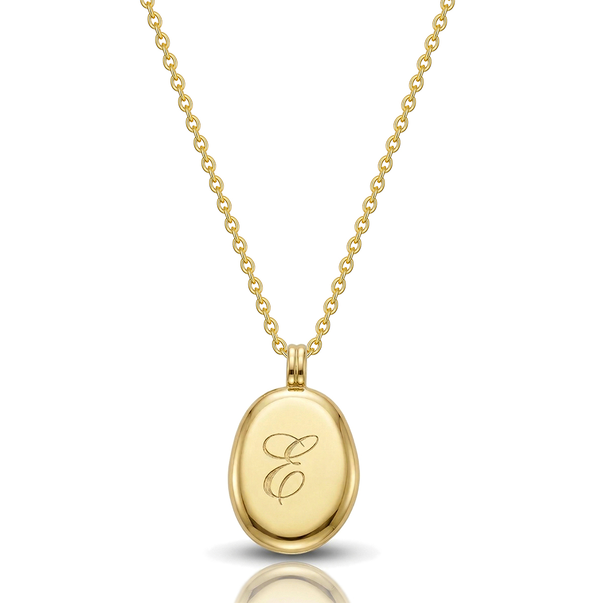 Organic Oval Initial Necklace - Gold