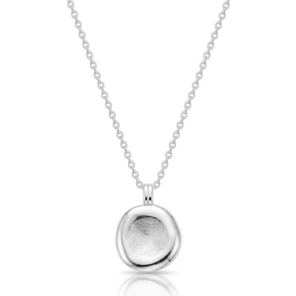 Small Organic Round Fingerprint Necklace - Silver