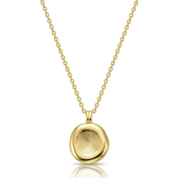 Small Organic Round Fingerprint Necklace - Gold