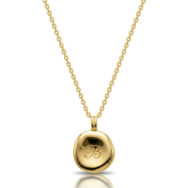 Small Organic Round Initial Necklace - Gold