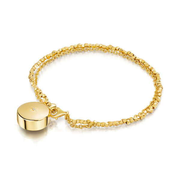 Diamond Set Round Ashes Urn Links Bracelet - Solid 14k Gold