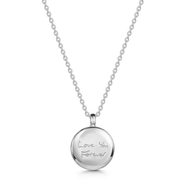 Small Round Ashes Urn Handwriting Necklace – Silver