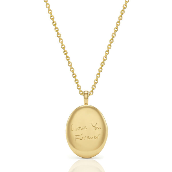 Gold Oval Personalised Handwriting Locket - Gold
