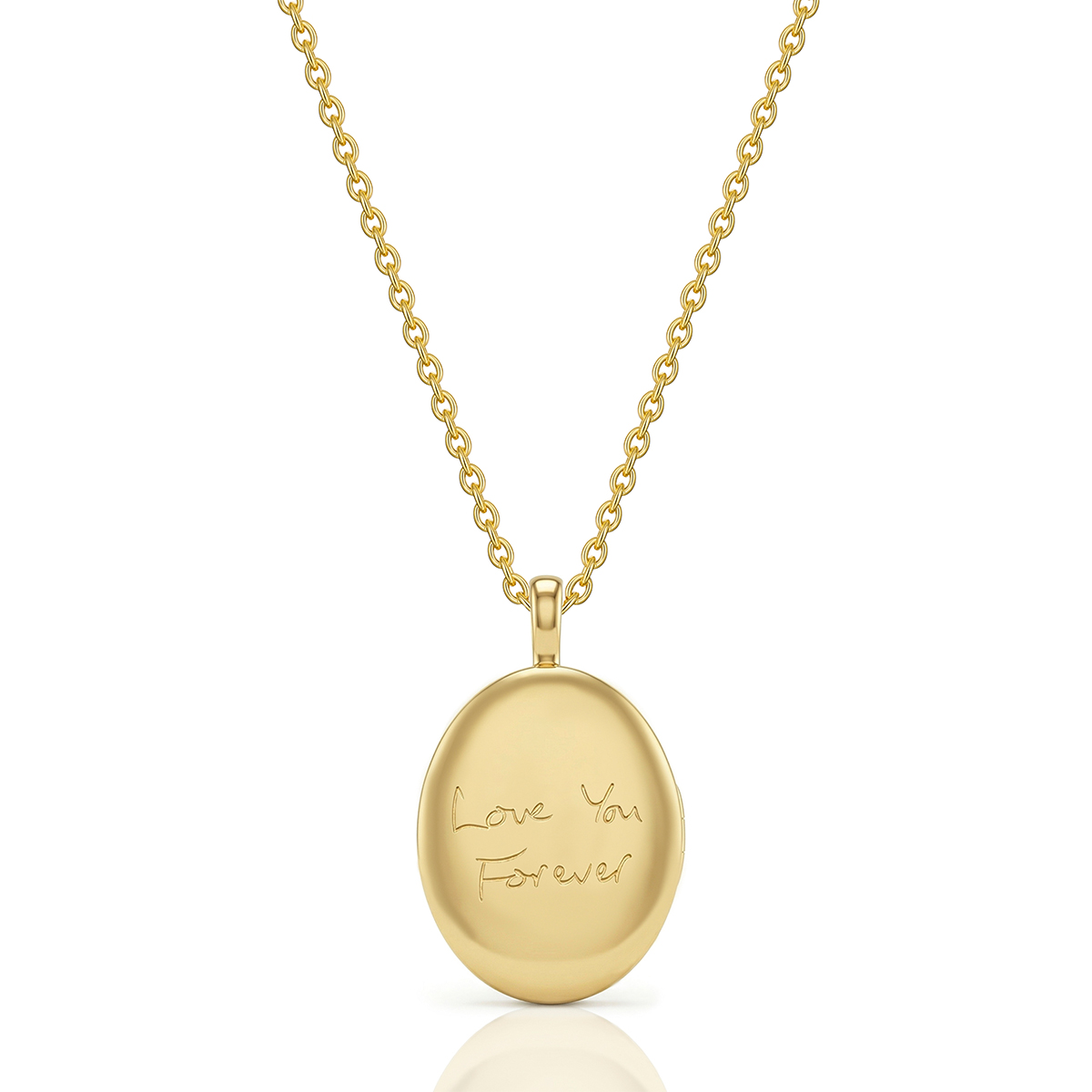 Gold Oval Personalised Handwriting Locket - Gold