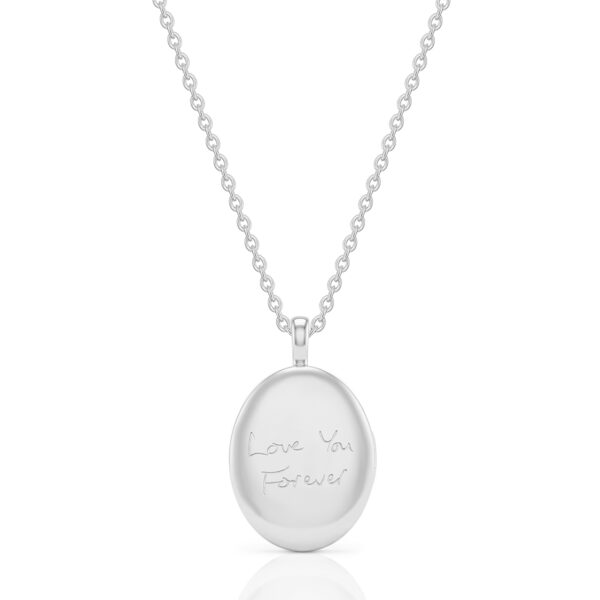 Silver Oval Personalised Handwriting Locket - Silver