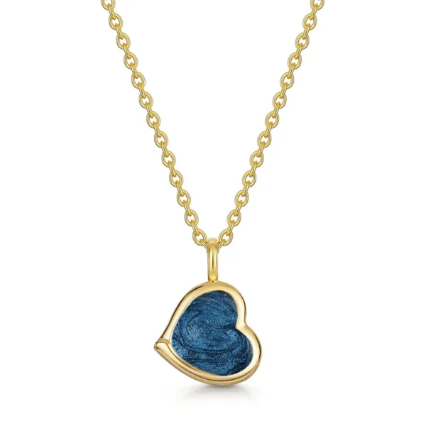 Drop Heart Ashes Resin Necklace - Solid 14k Gold