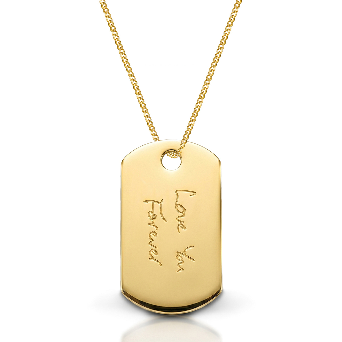 Men’s Handwriting Army Dog Tag Necklace – 18K Gold Plated Solid Gold