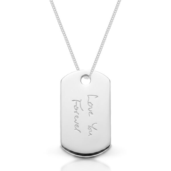 Men’s Handwriting Army Dog Tag Necklace – 925 Solid Silver