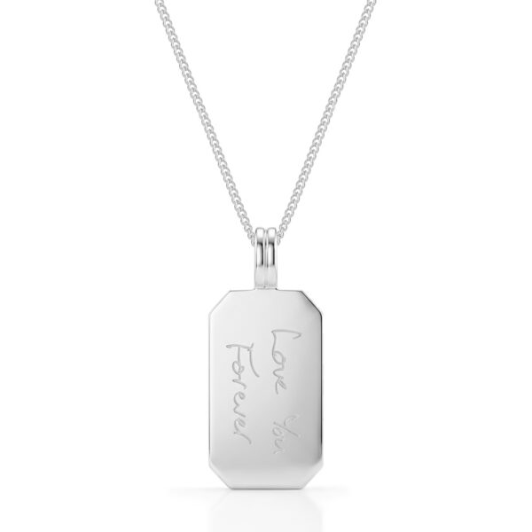 Octagonal Dog Tag Men’s Handwriting Necklace – 925 Solid Silver