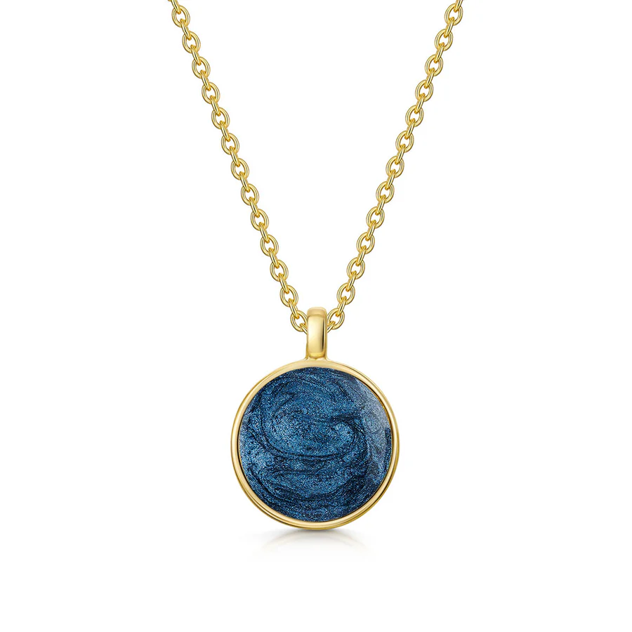 Round Ashes Resin Necklace - Solid 14k Gold