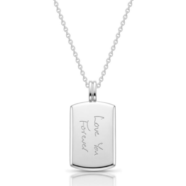 Wide Ingot Men's Handwriting Necklace - Silver