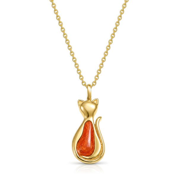 Cat Silhouette Ashes Resing Necklace - Gold