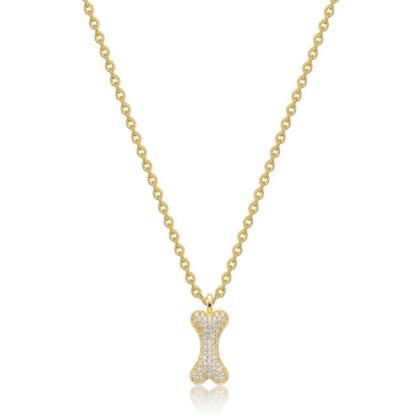 Crystal Dog Bone Urn Necklace - Gold