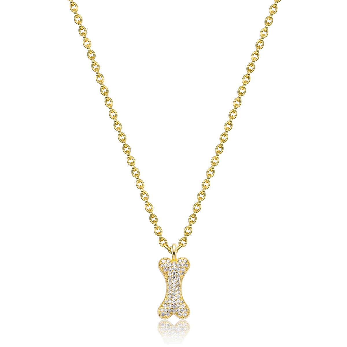 Crystal Dog Bone Urn Necklace - Gold