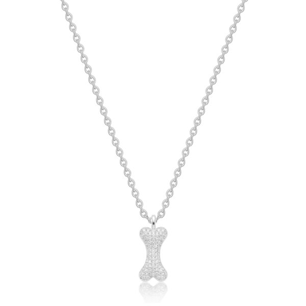 Crystal Dog Bone Urn Necklace - Silver