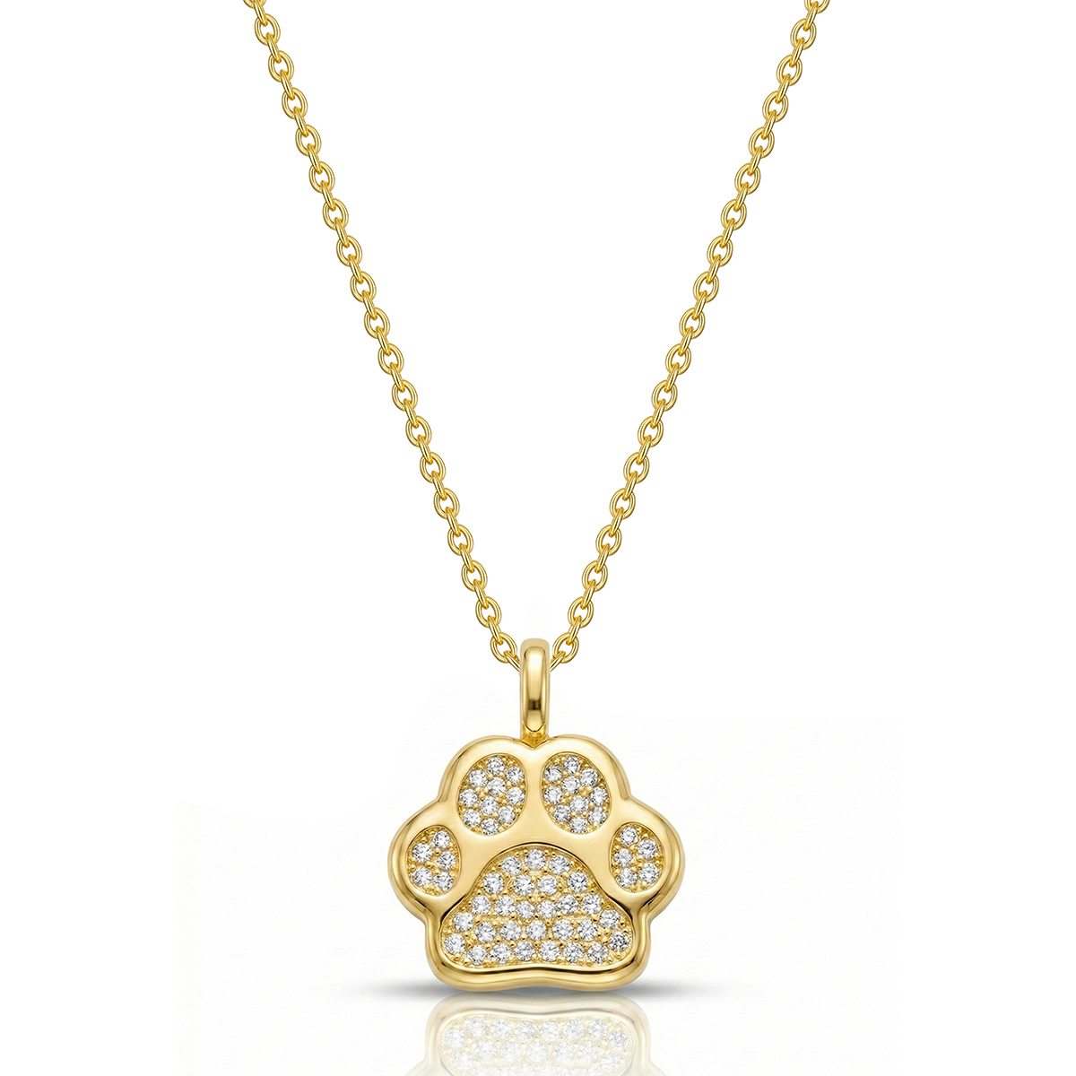 Diamanté Paw Urn Necklace - Gold