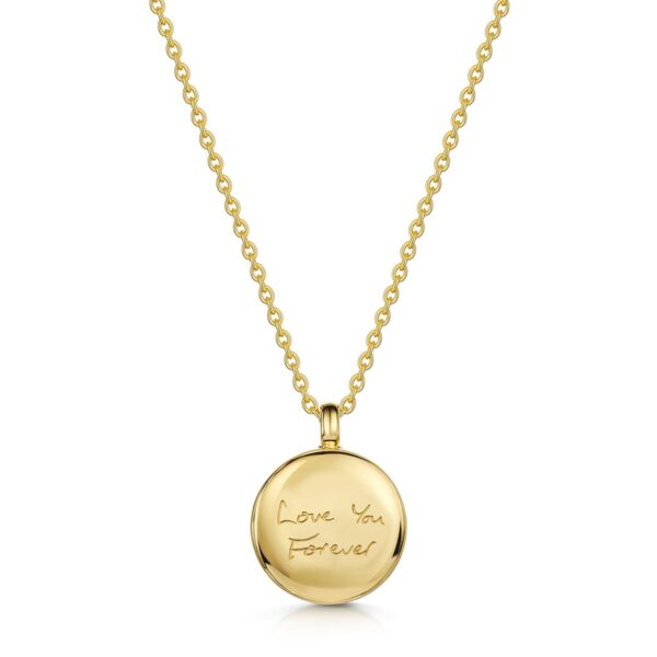 Small Round Ashes Urn Handwriting Necklace – Gold