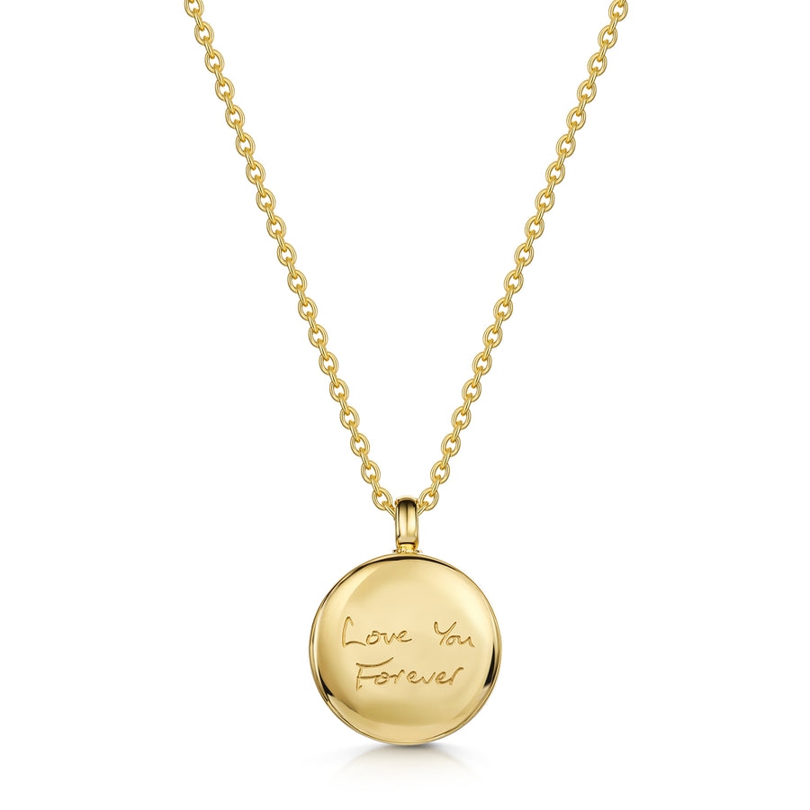 Small Round Ashes Urn Handwriting Necklace – Gold