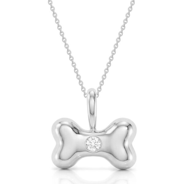 Dog Bone Urn With Single Crystal Neckalce - Silver