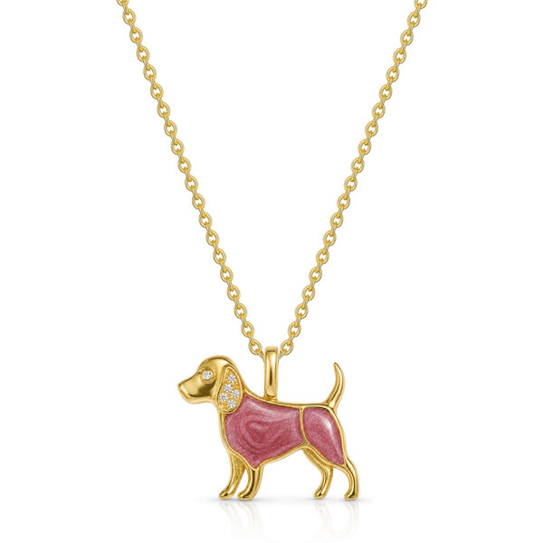 Dog Silhouette Ashes Resing Necklace With Crystals - Gold