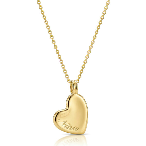 Drop Heart Name Necklace - Gold