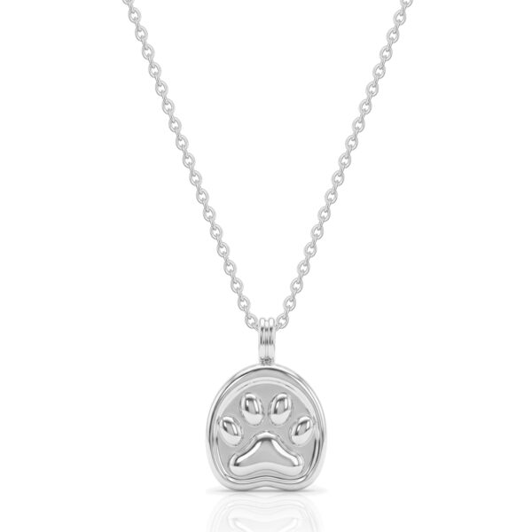 Large Dog Paw Silhouette Urn Necklace - Silver