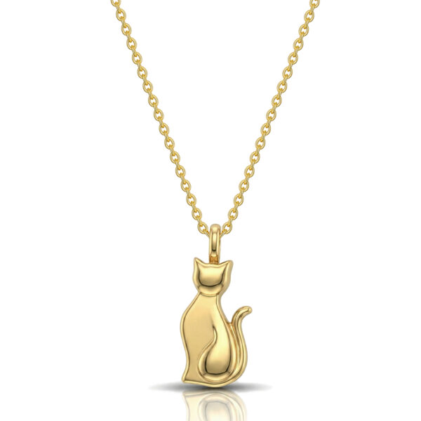 Little Cat Silhouette Urn Necklace - Gold