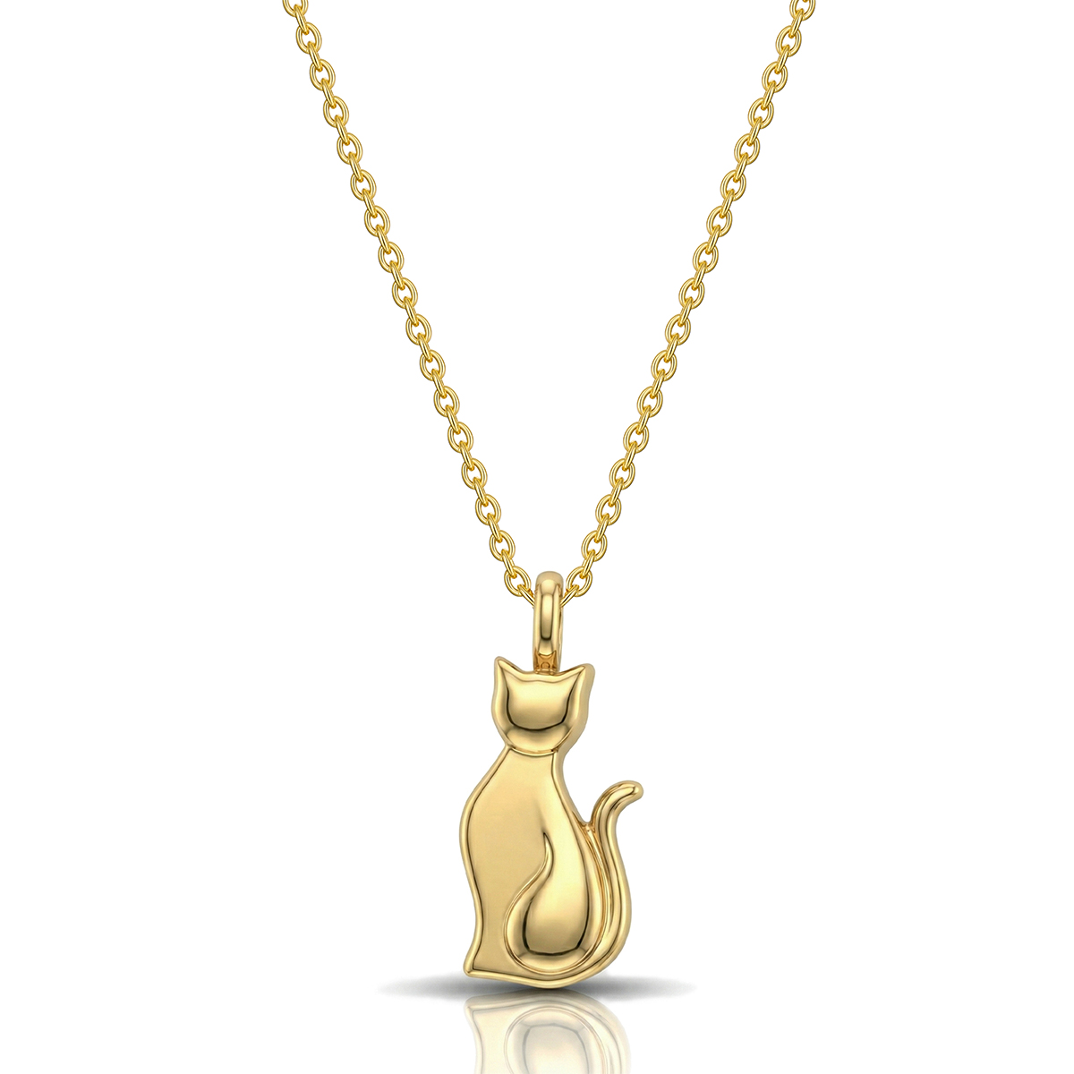 Little Cat Silhouette Urn Necklace - Gold