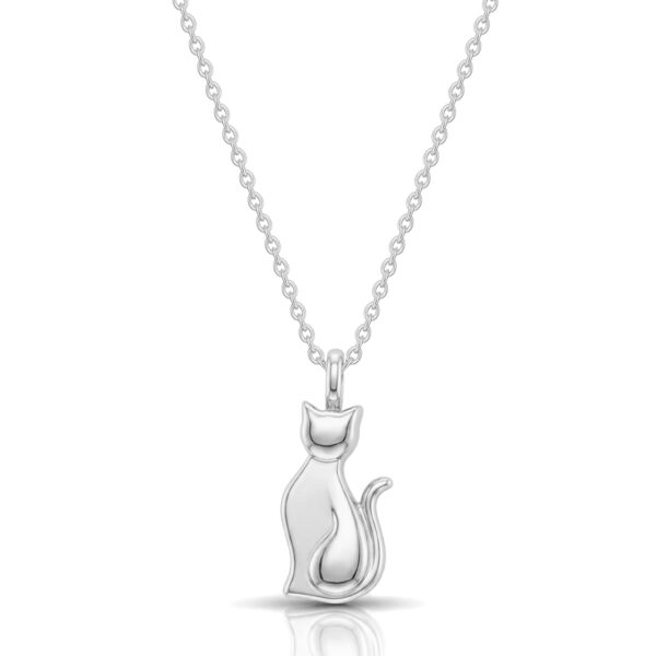 Little Cat Silhouette Urn Necklace - Silver