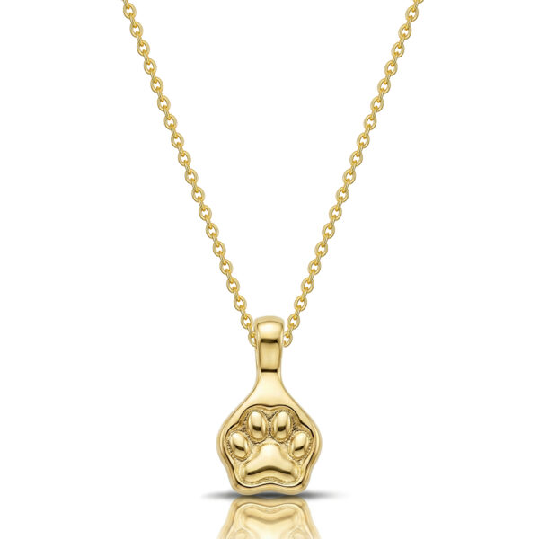 Small Dog Paw Silhouette Urn Necklace - Gold