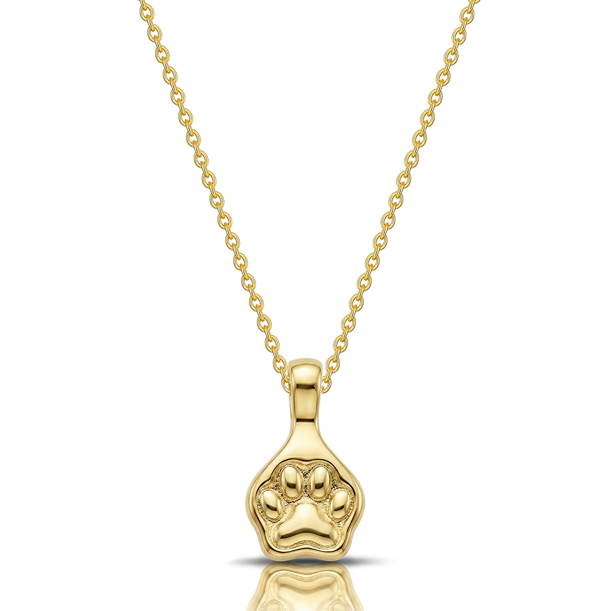 Small Dog Paw Silhouette Urn Necklace - Gold