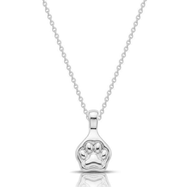 Small Dog Paw Silhouette Urn Necklace - Silver