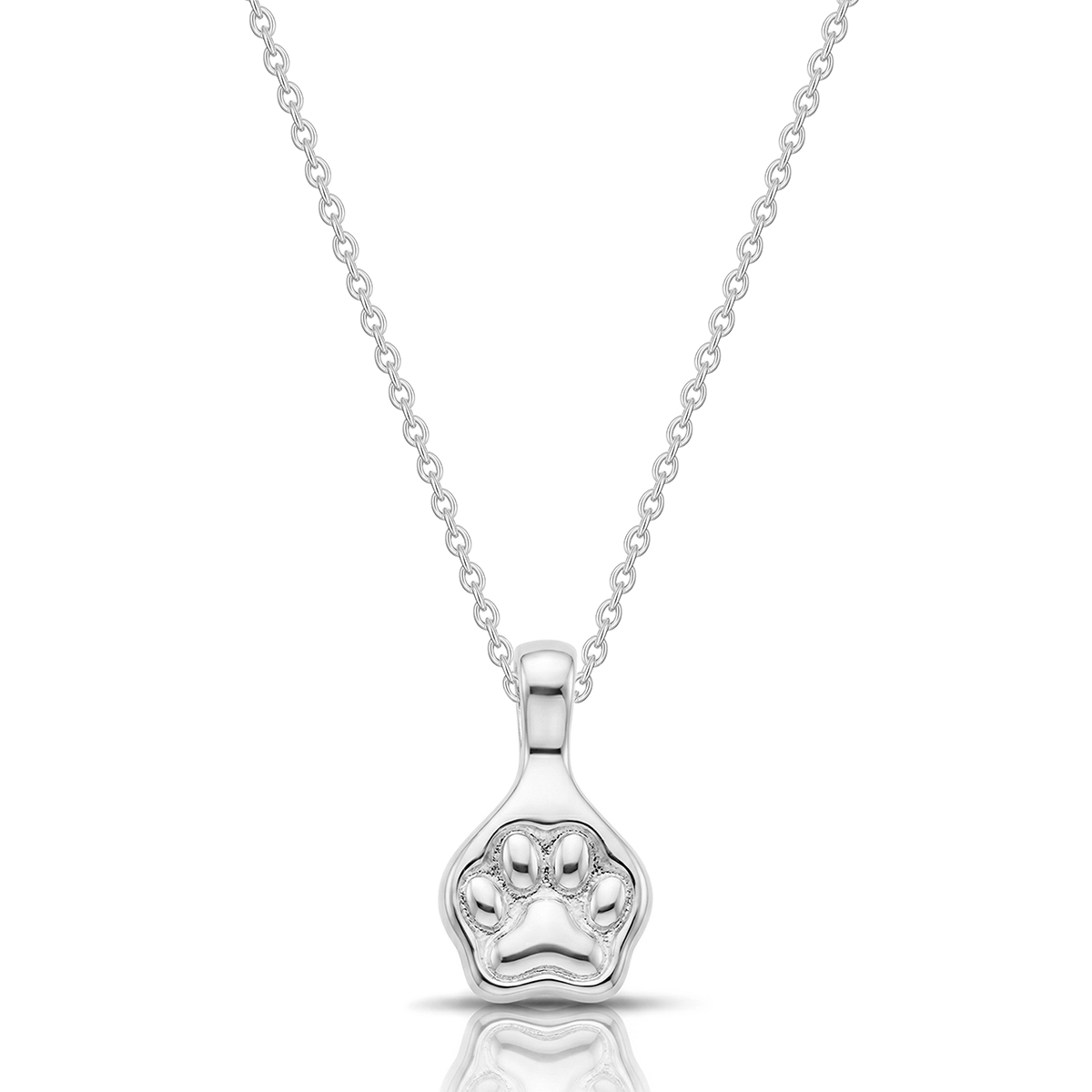 Small Dog Paw Silhouette Urn Necklace - Silver