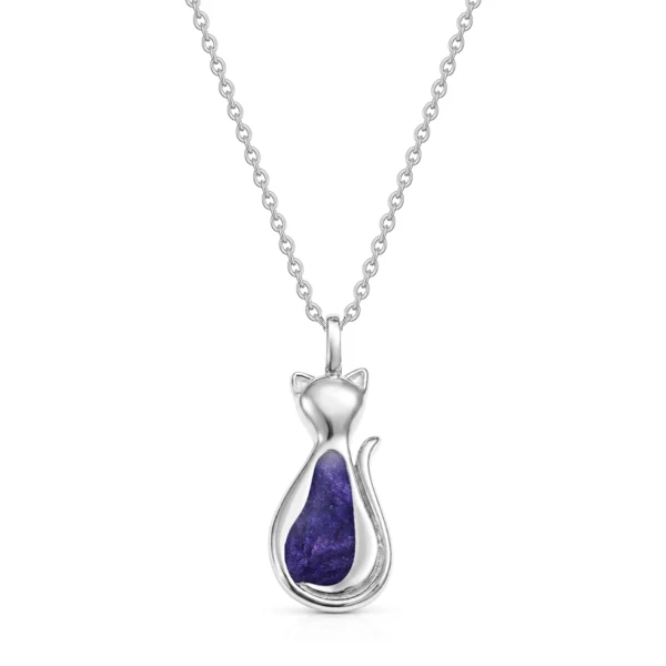 Cat Silhouette Ashes Resin Necklace - Gold-SP21999A-SS-Hero orchid purple