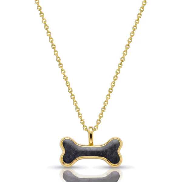 Dog Bone Ashes Resin Horizontal Pendant - Gold-SP21987A-YGP-Hero midnight black