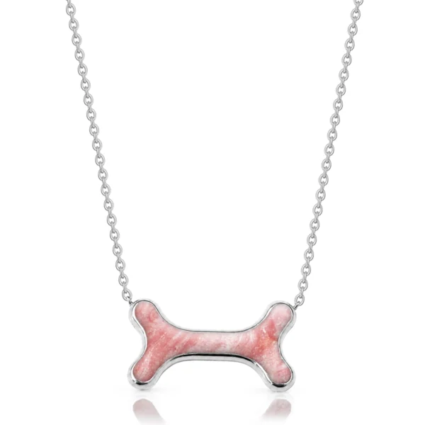 Lucky Bone Ashes Resin Necklace - Silver