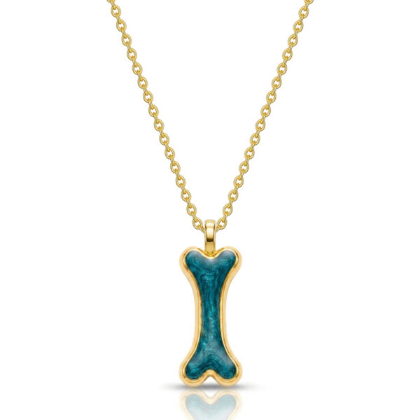 Dog Bone Ashes Resin Vertical Pendant - Gold