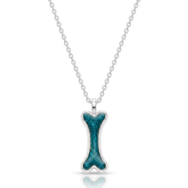 Dog Bone Ashes Resin Vertical Pendant - Silver