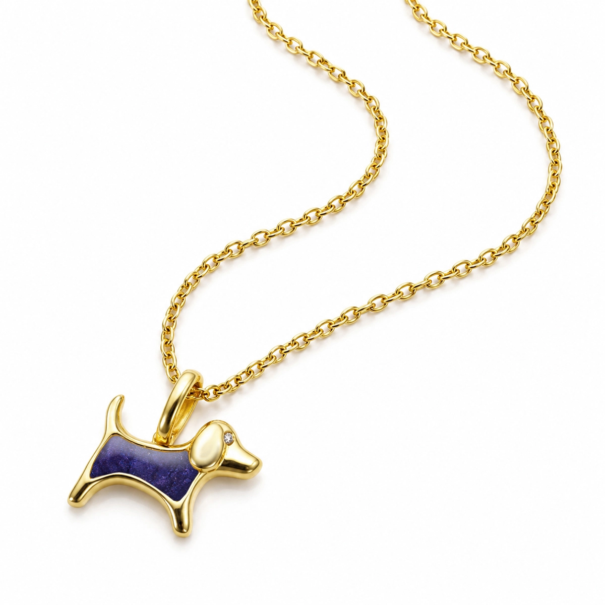 Small Dog Silhouette Ashes Resin Necklace With Tiny Crystal - Gold-SP22045A-YGP-Hero orchid purple 2